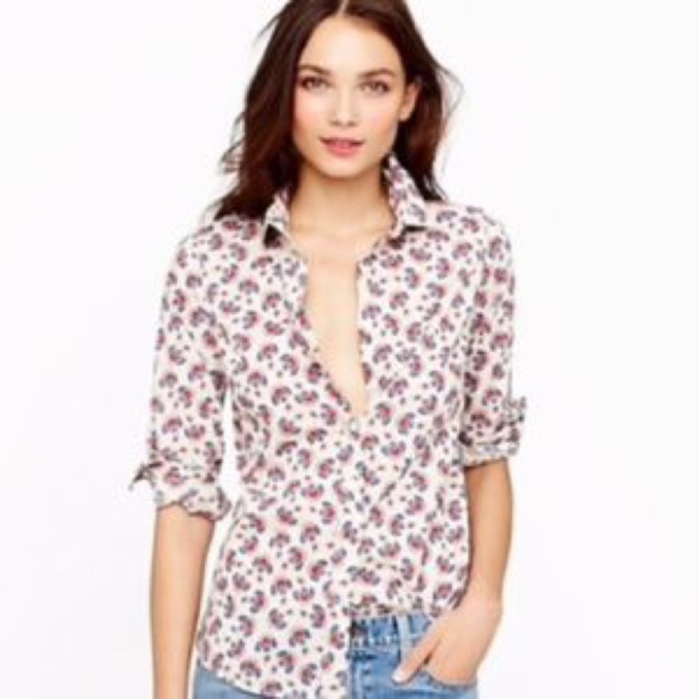 J.Crew Perfect Shirt in Papaya Paisley